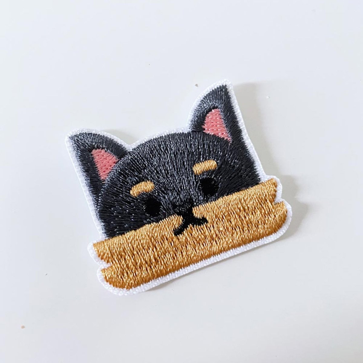 embroidered dog iron - on patch - good market thrift store