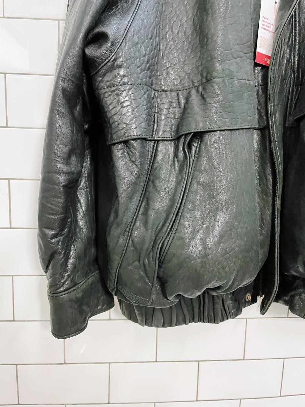vintage brogue butter leather bomber jacket
