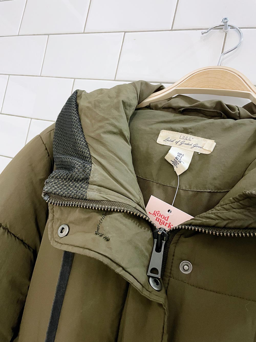 h&m logg khaki long hooded parka