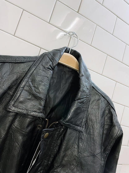 vintage patchwork leather bomber jacket