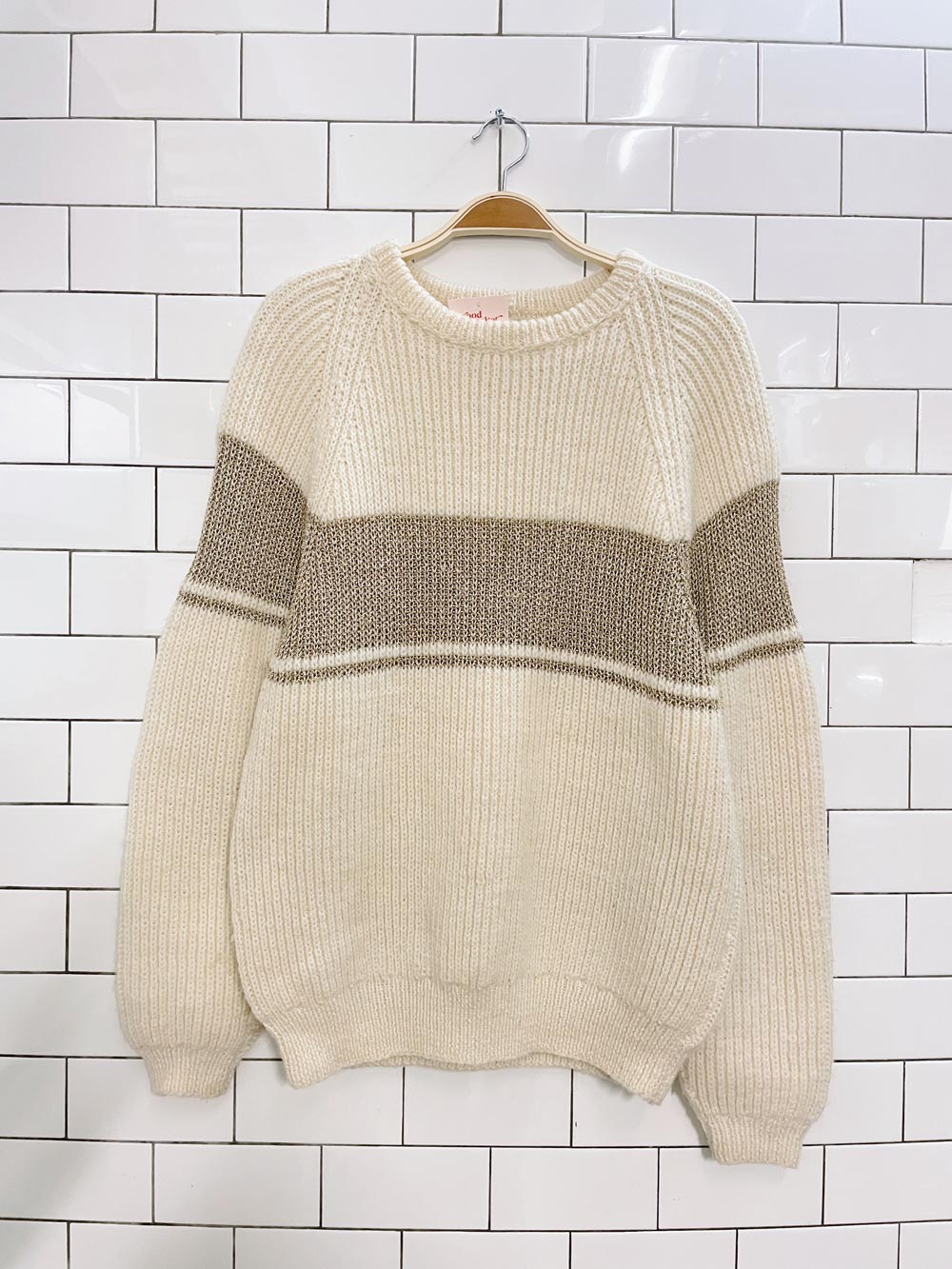 vintage wool gold stripe knit holiday sweater