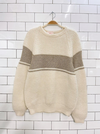 vintage wool gold stripe knit holiday sweater