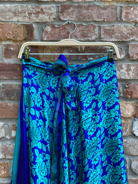 silk-blend scarf print wrap midi skirt