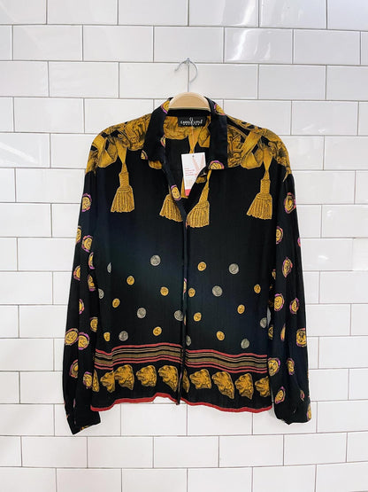 vintage carol little coin + tassels blouse