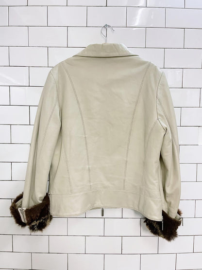 vintage 00s danier rabbit cuff leather jacket