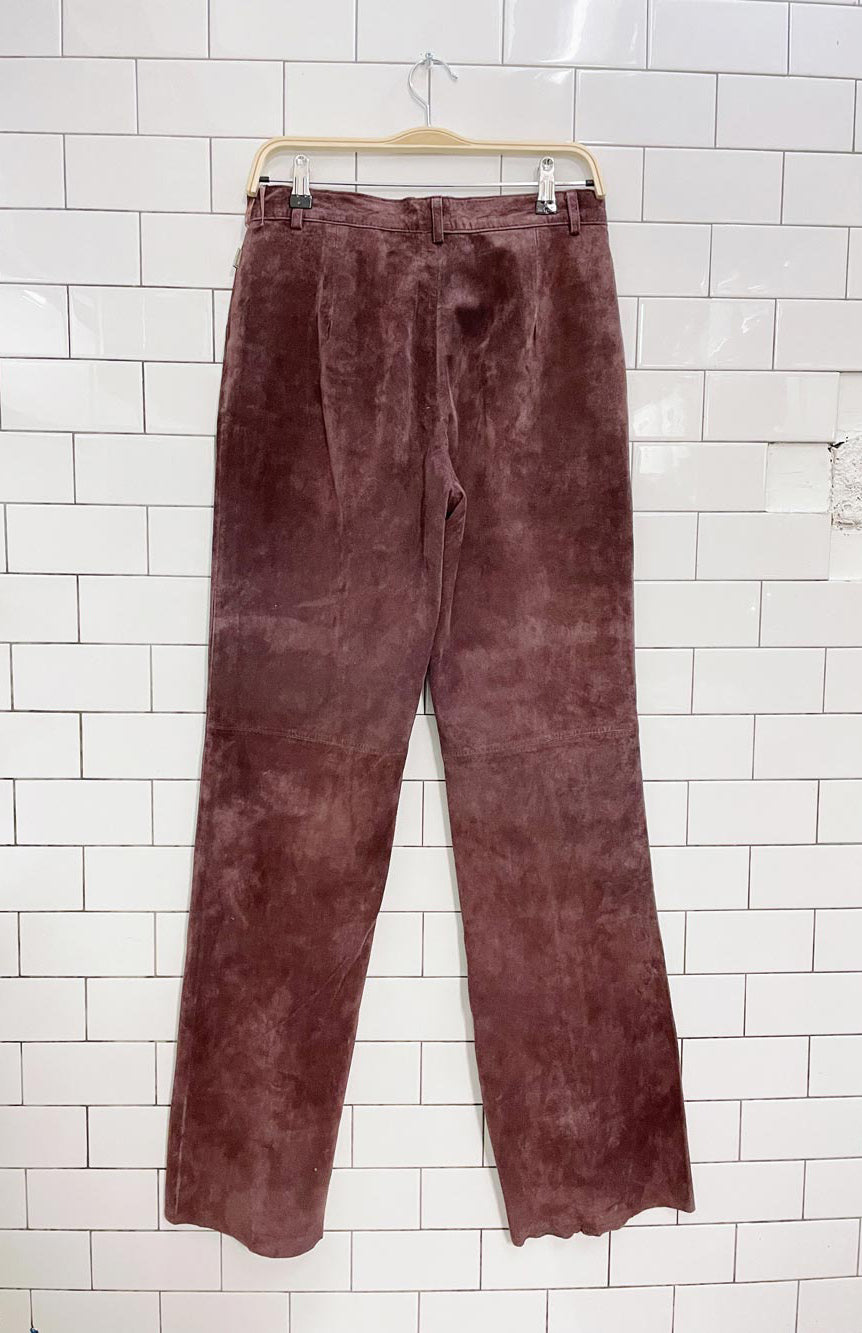 vintage scotts suede straight leg burgundy pant