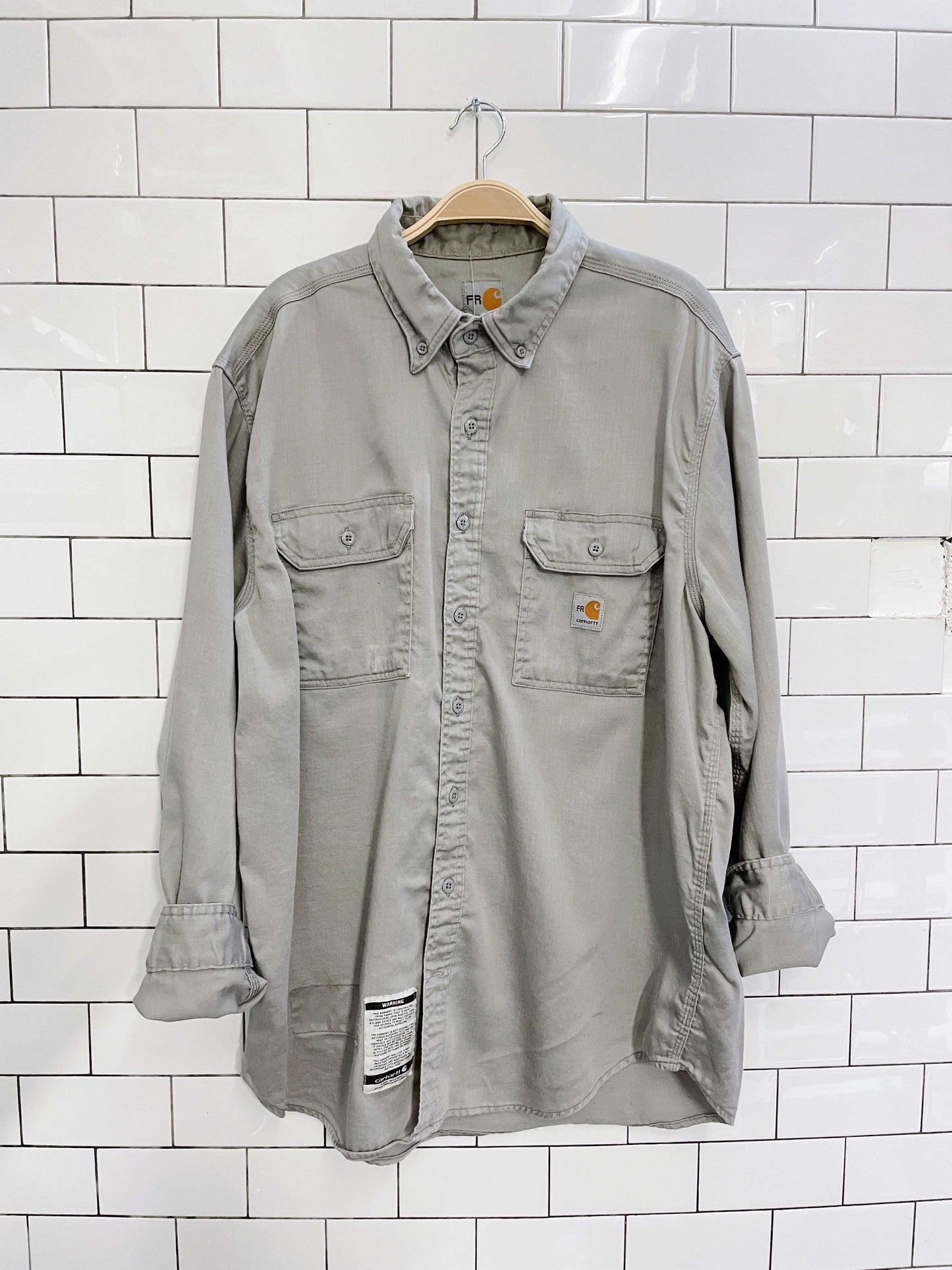 FR carhartt classic grey twill work shirt