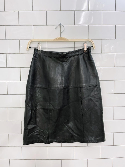 vintage emblem butter leather mini skirt