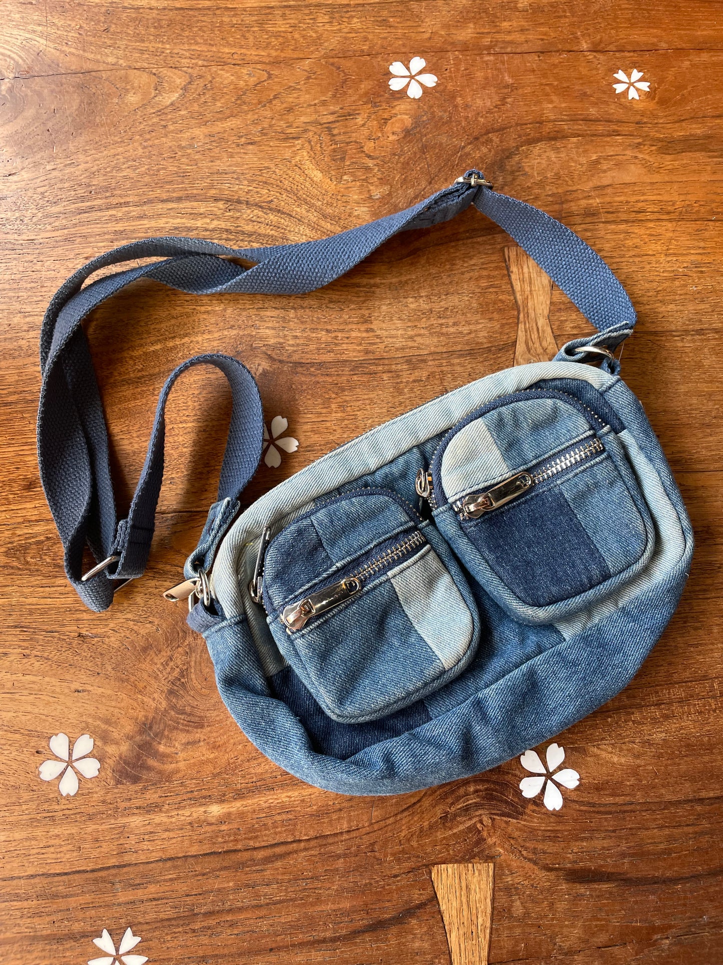 wild fable patchwork denim belt bag