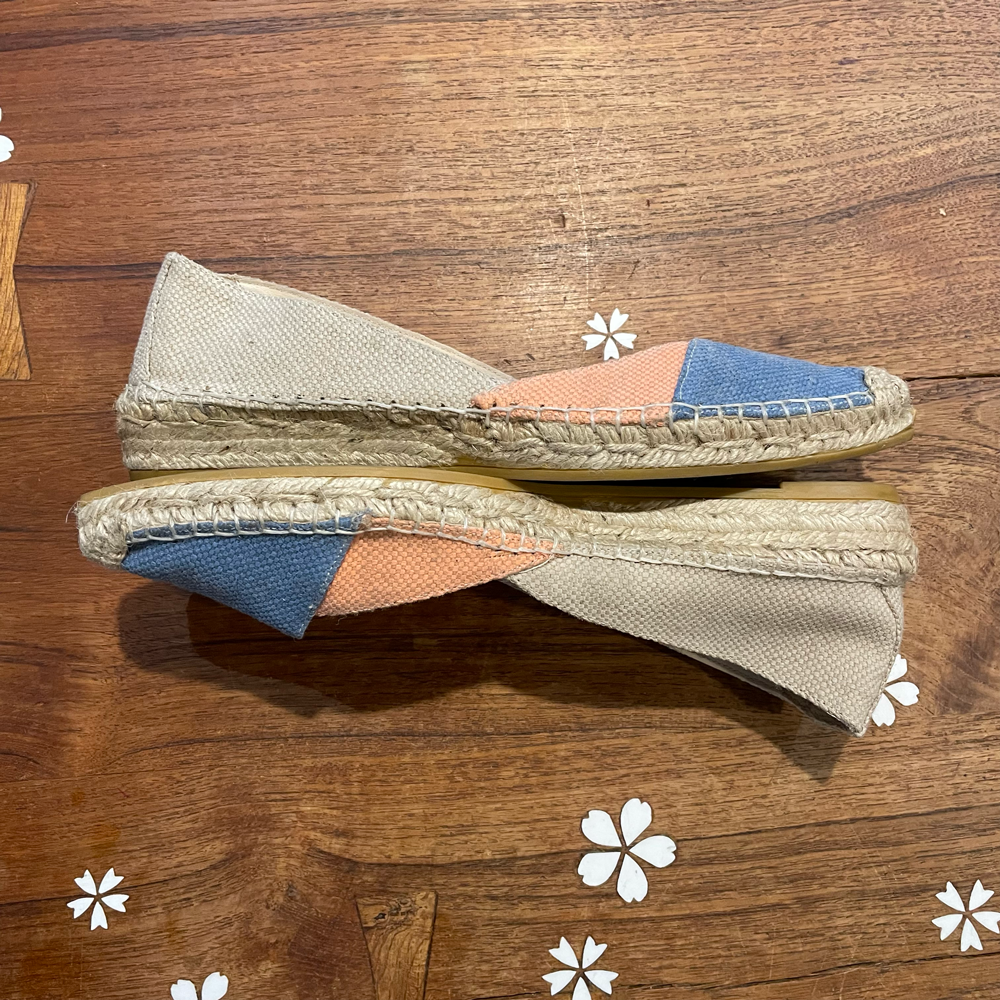 ras pointed toe flat espadrilles slip on shoes - size 38