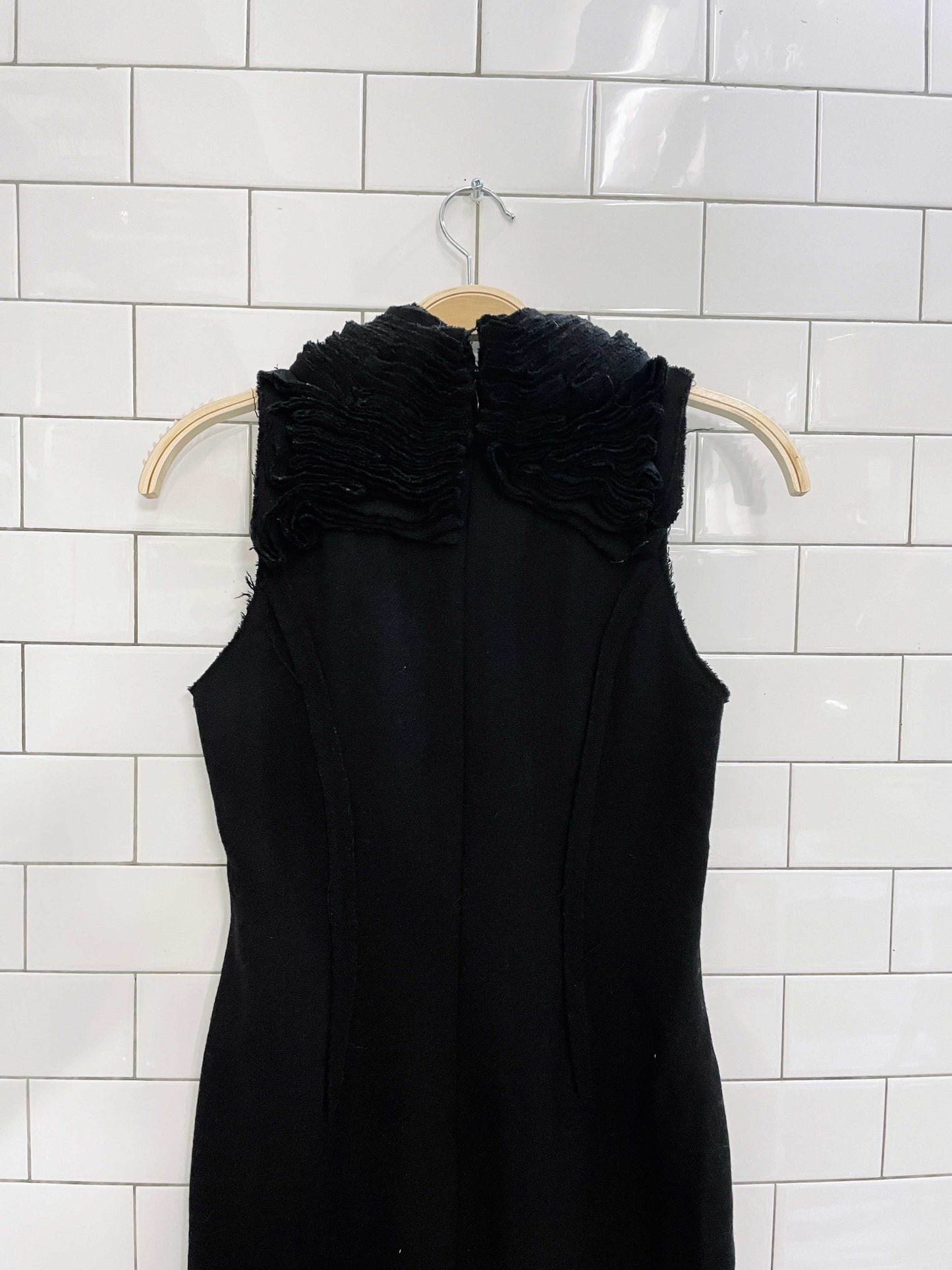 narsisco rodriguez wool-blend high ruffled neck dress