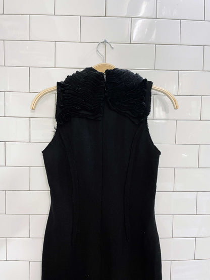 narsisco rodriguez wool-blend high ruffled neck dress