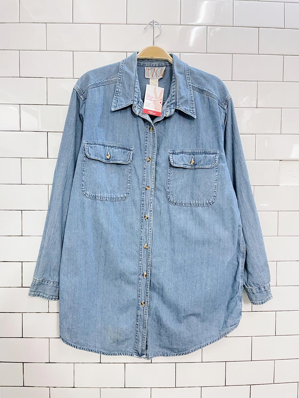 vintage image denim button down shirt