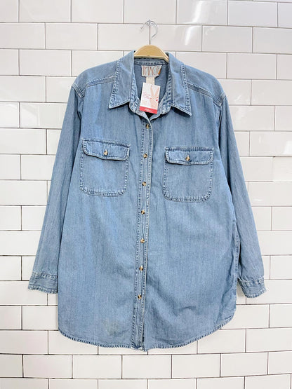 vintage image denim button down shirt
