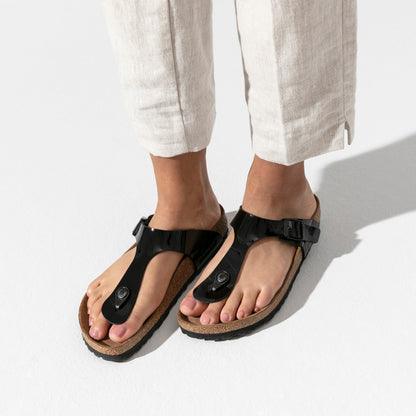 birkenstock black leather gizeh sandal