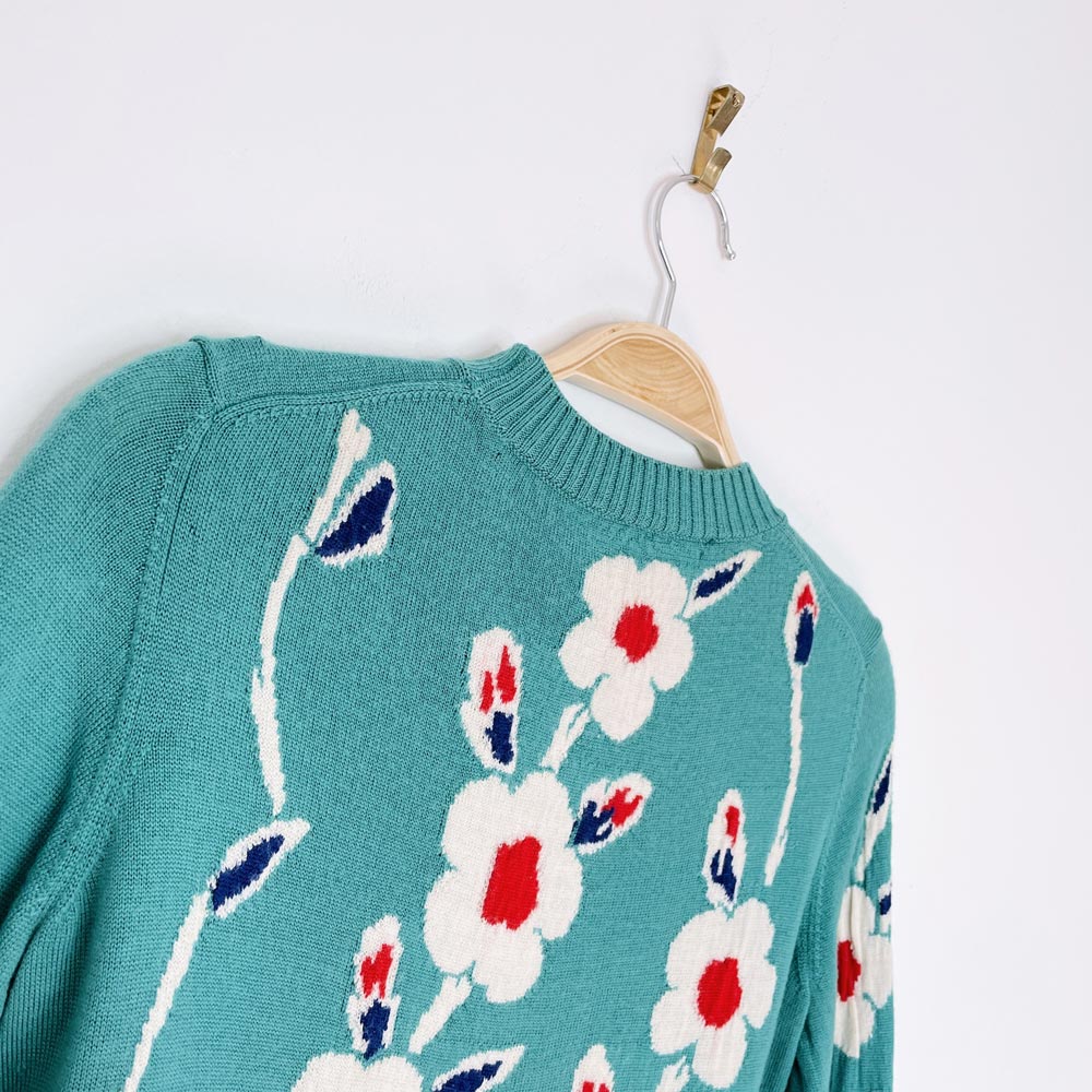 floral 100% cashmere knit sweater - good market thrift store