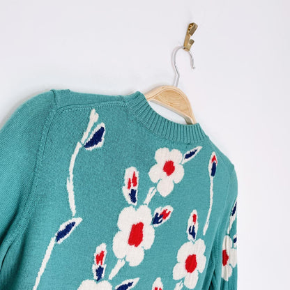 floral 100% cashmere knit sweater - good market thrift store