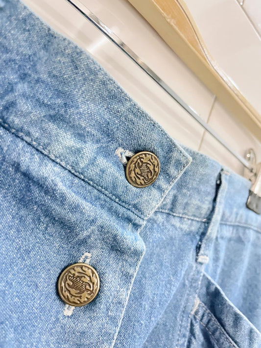 vintage 90s ll bean button denim midi skirt