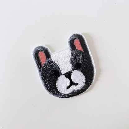 embroidered dog iron - on patch - good market thrift store