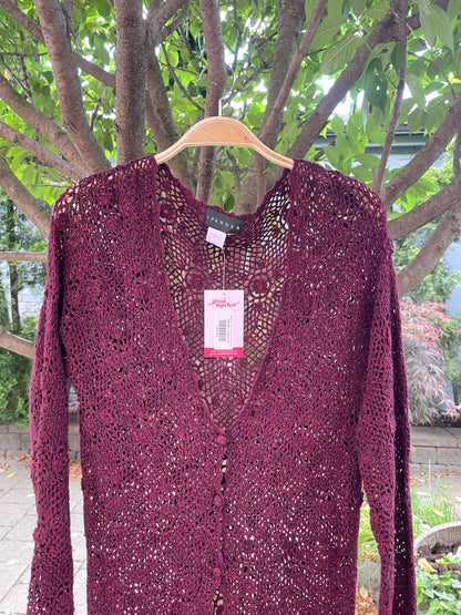 vintage 90s spanner wool-blend crochet duster cardi