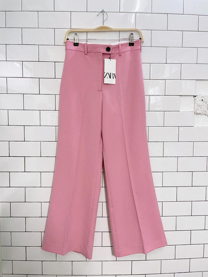 nwt zara high rise bubble gum pink flare leg trouser