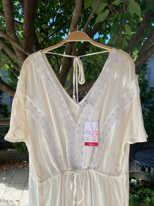 goa beachwear metallic stripe cover up jumpsuit