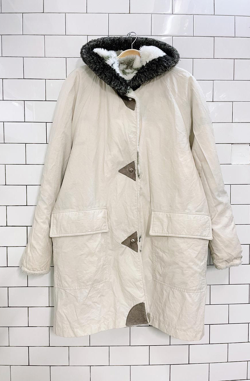 vintage 90s faux fur reversible coat
