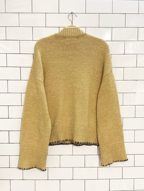 4th & reckless wool - blend oversized contrast stitch knit sweater - good market thrift store