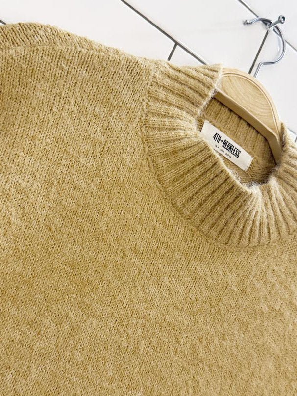 4th & reckless wool - blend oversized contrast stitch knit sweater - good market thrift store
