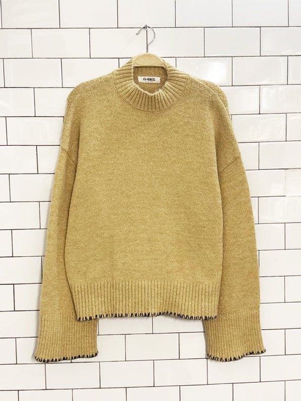 4th & reckless wool - blend oversized contrast stitch knit sweater - good market thrift store
