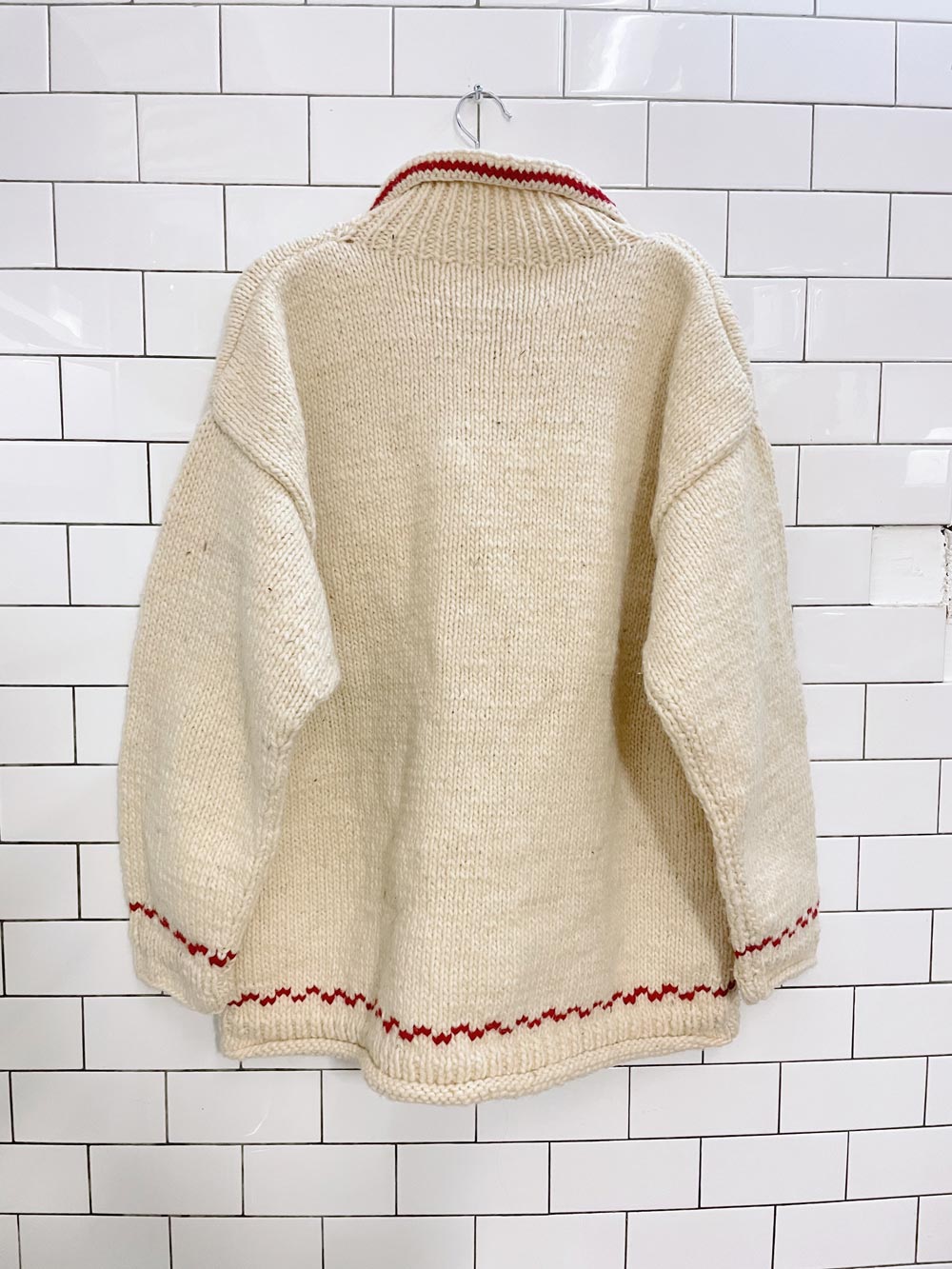 vintage hand-knit wool maple cottage sweater