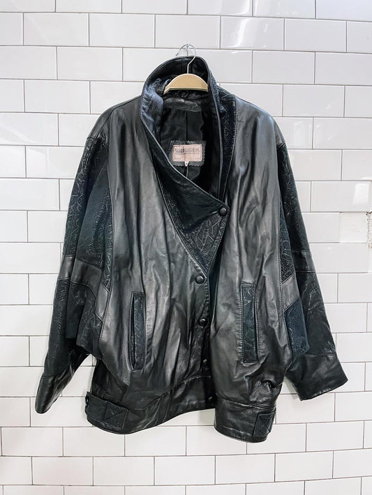 vintage 80s batwing butter leather jacket