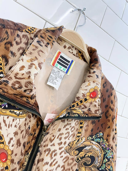vintage evr chain animal print silk bomber jacket