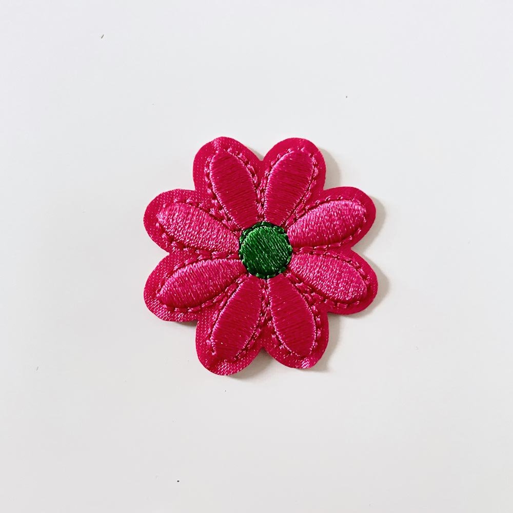embroidered daisy iron - on patch - good market thrift store