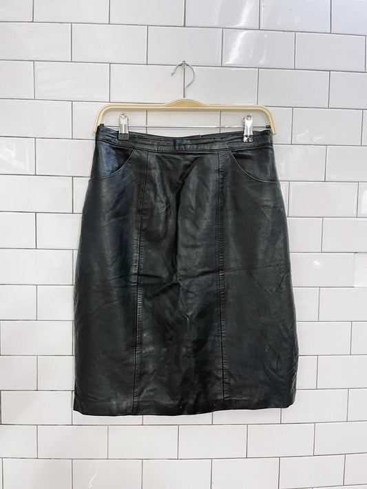 vintage collage lambskin leather mini skirt