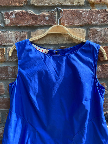 marni layered peplum button back sleeveless top