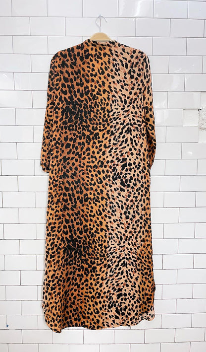josie natori satin animal print caftan