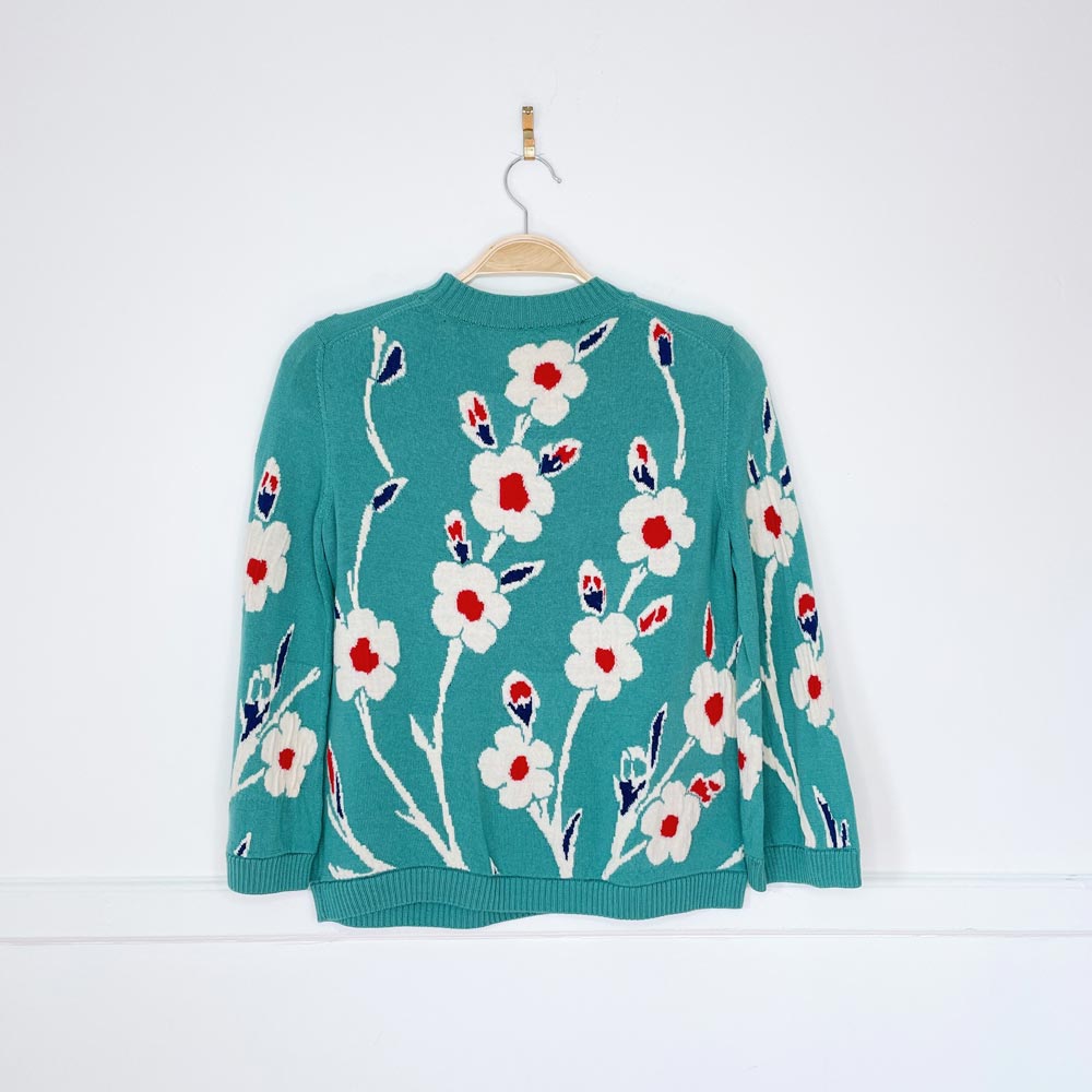 floral 100% cashmere knit sweater - good market thrift store
