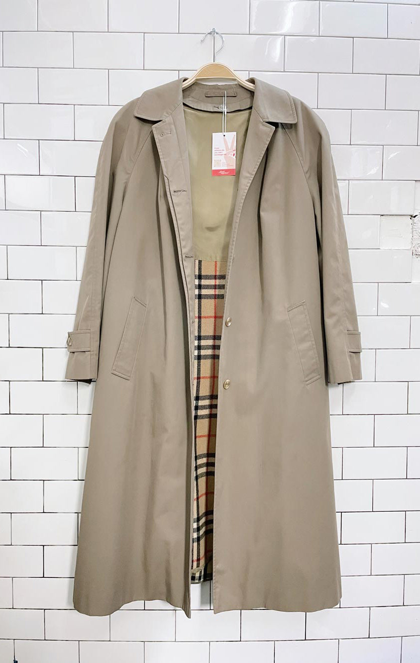 vintage hellysport wool-bend nova check lined trench coat
