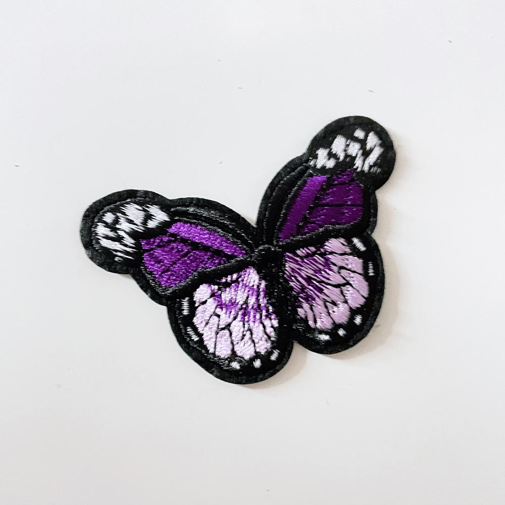 embroidered butterfly iron - on patch - good market thrift store