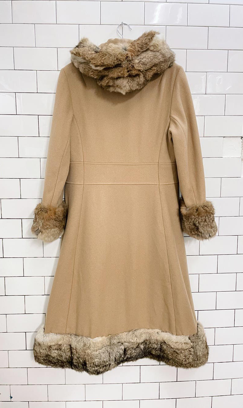 vintage 60s pina di roma wool coat with rabbit fur trim
