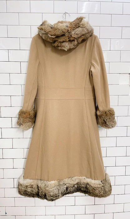 vintage 60s pina di roma wool coat with rabbit fur trim