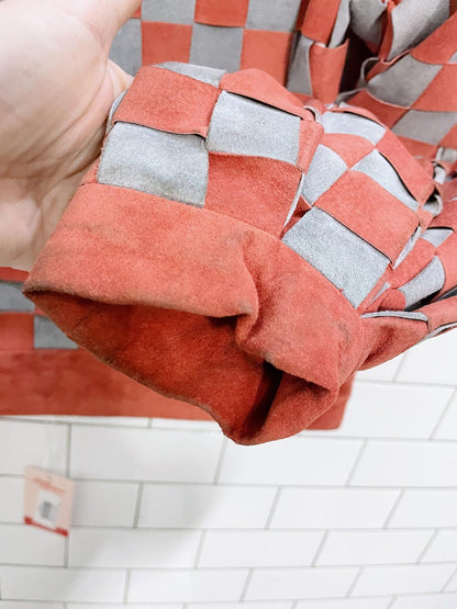 vintage handmade leather basketweave jacket