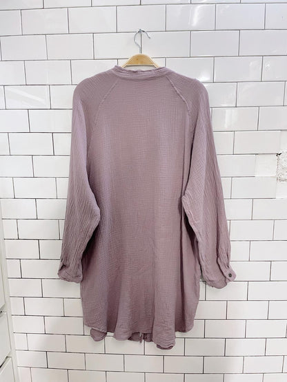igenjun gauze cotton lilac shirt dress