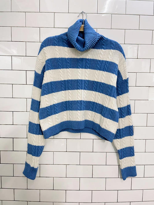pink rose cable knit chunky stripe knit turtleneck