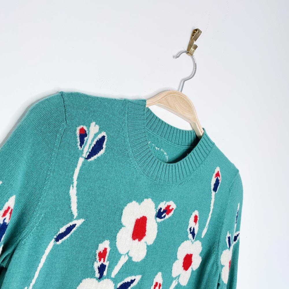 floral 100% cashmere knit sweater - good market thrift store