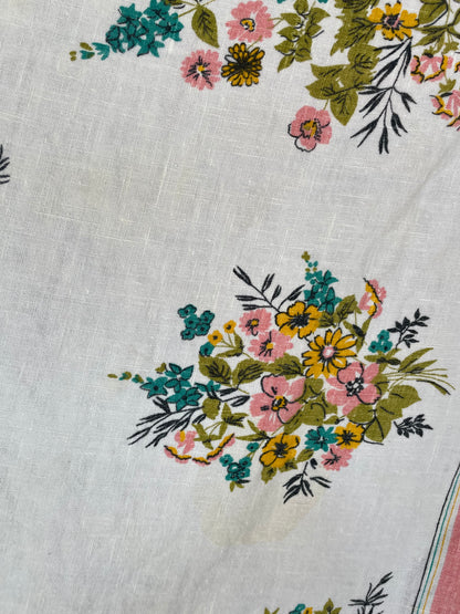 vintage floral linen table cloth / park blanket