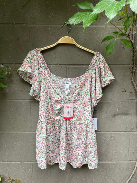 nwt japna floral ruched blouse