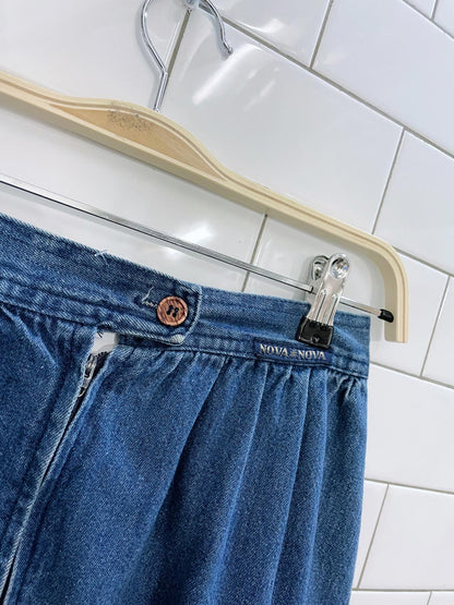 vintage nova nova ruffle hem denim midi skirt