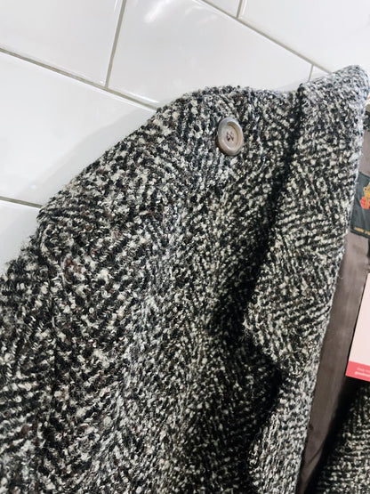 vintage village squire wool-blend tweed belted overcoat